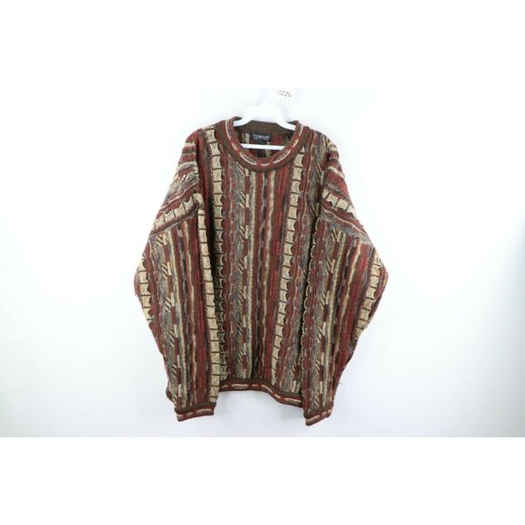 Vintage 90s Coogi Style XL Ed Bassmaster Multicolor Wool Knit Cosby Dad Sweater